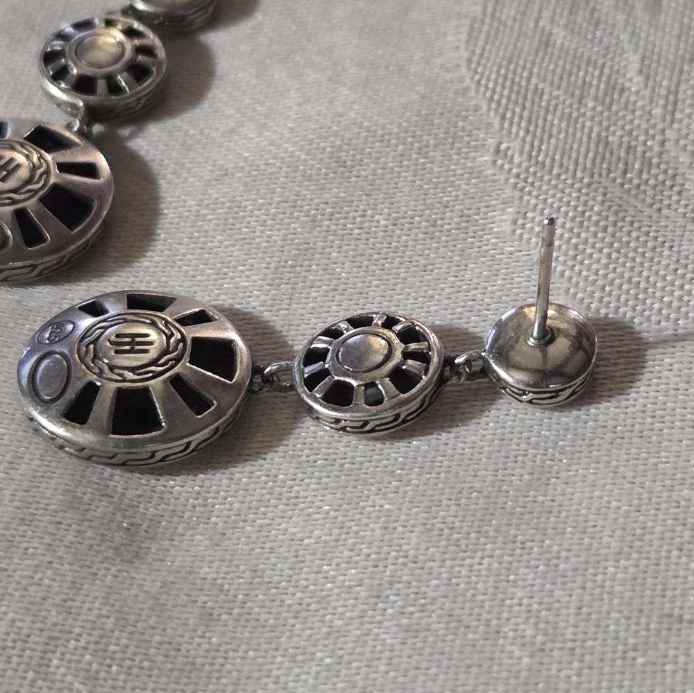 John Hardy Palu Sterling Silver Triple Drop Linear Earrings - Picture 7 of 11
